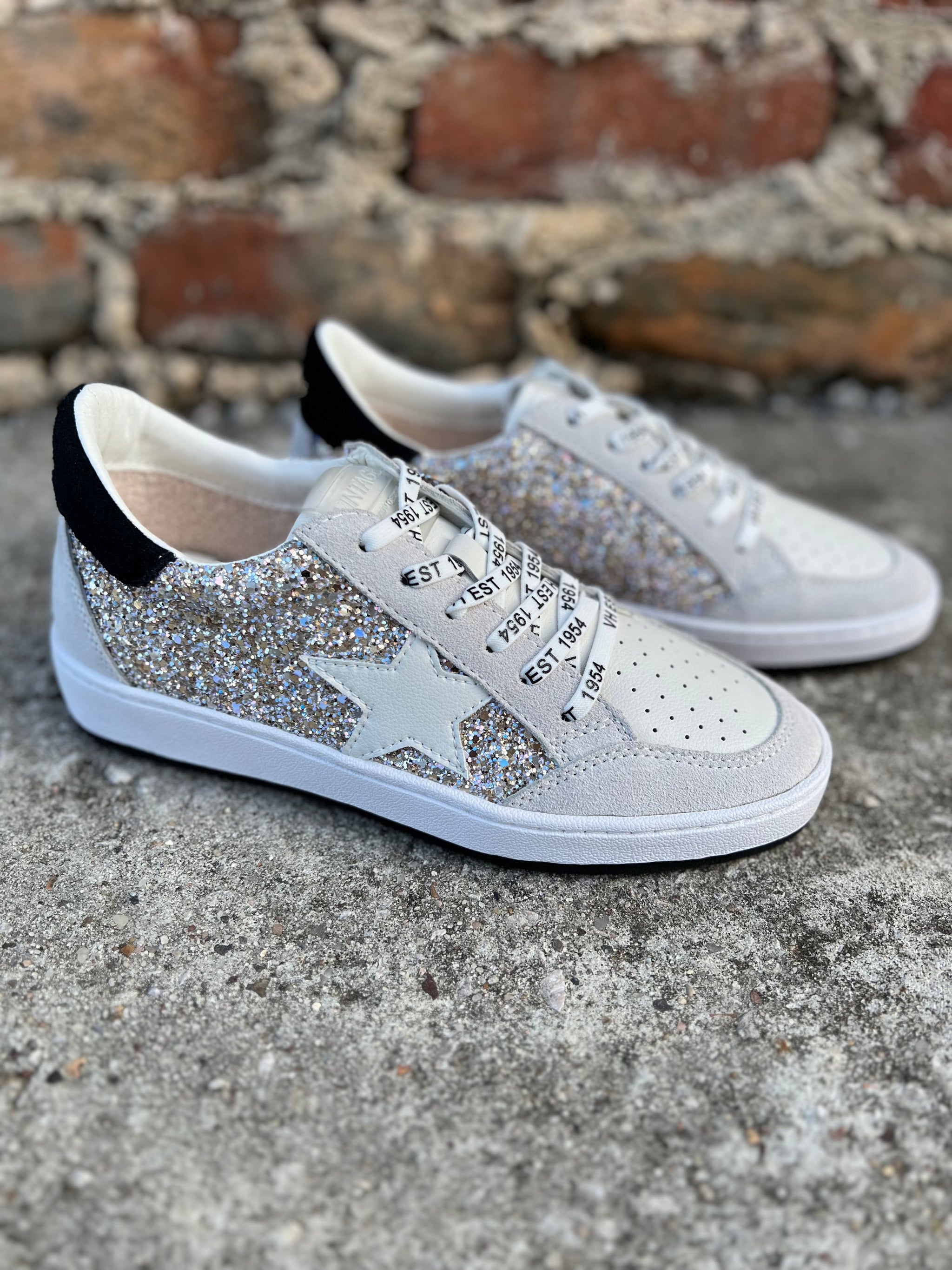 Kristen Grey Glitter Sneakers - Addy & Ry Boutique